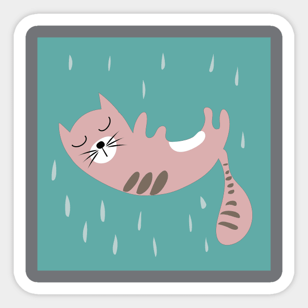 Cat cartoons falling on sky Sticker by Tjstudio